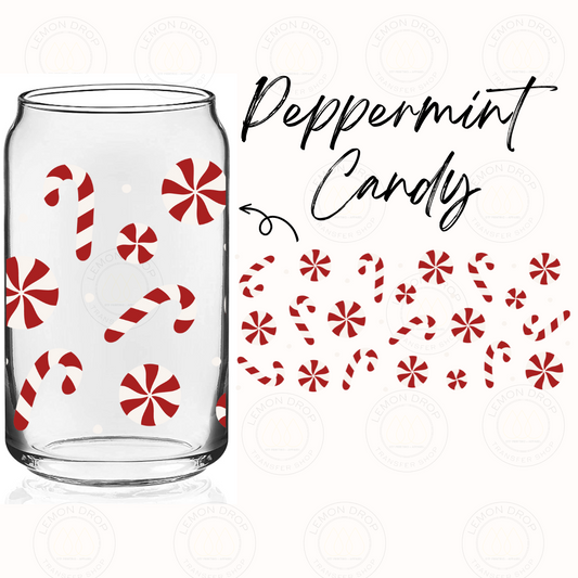 Peppermint Candy UV DTF 16OZ CUP WRAP