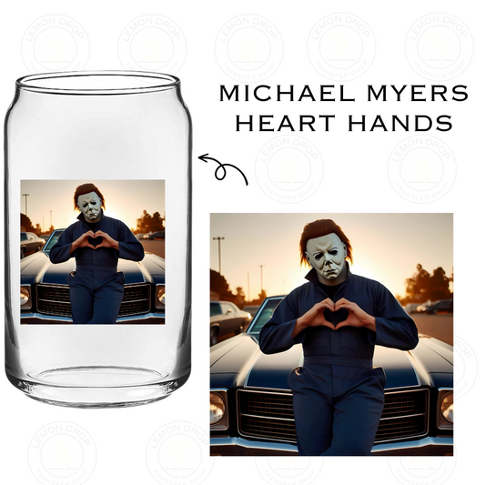 MICHAEL MYERS HEART HANDS UV DTF STICKER