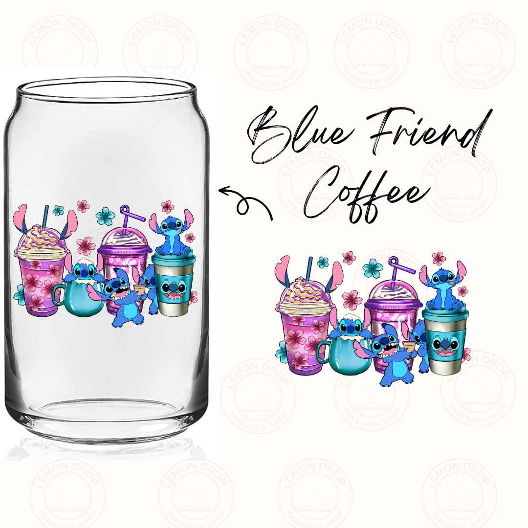 Blue Friend Coffee UV DTF STICKER