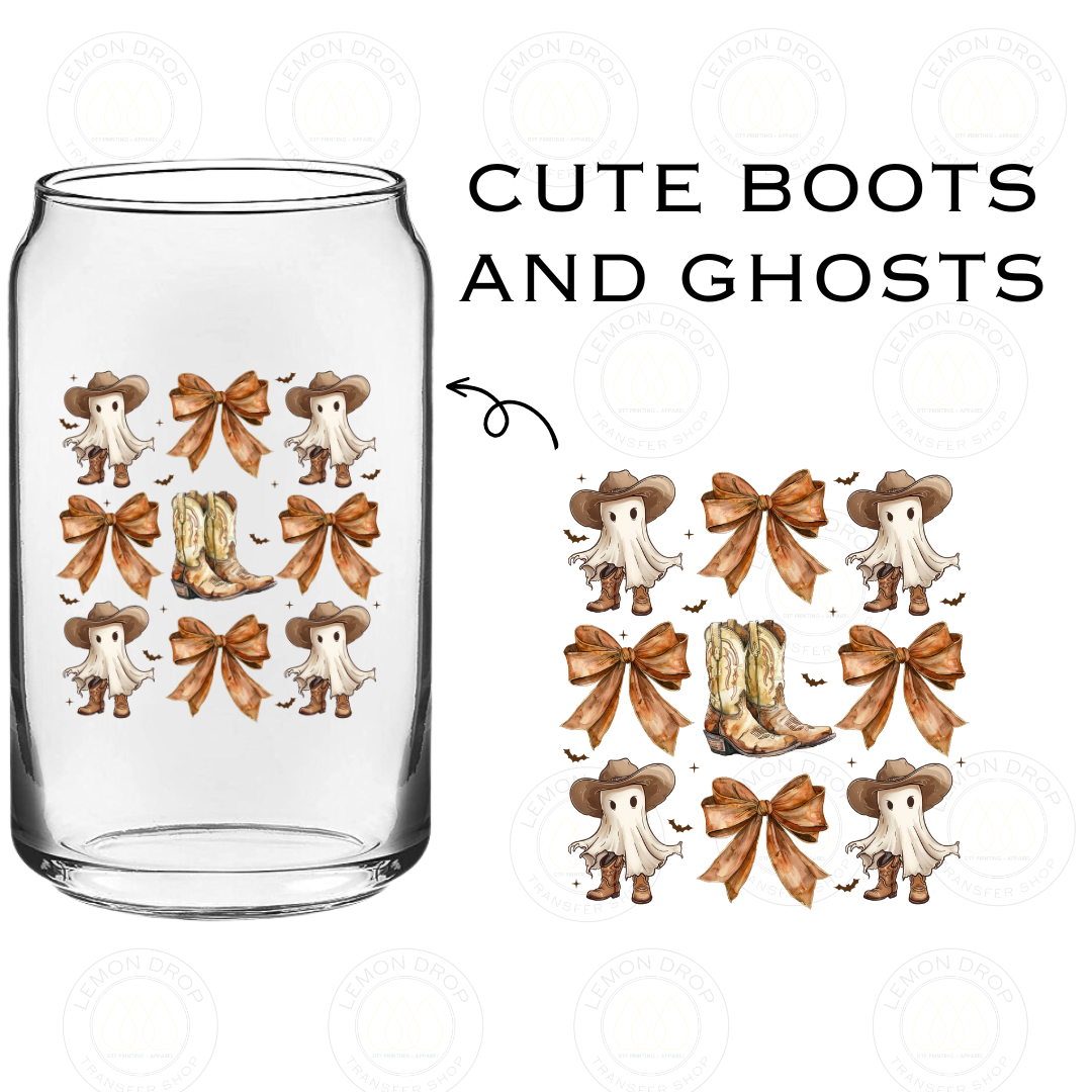 CUTE BOOTS AND GHOSTS DOUBLE SIDED UV DTF STICKER