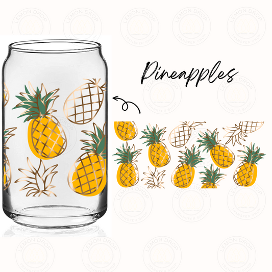 Pineapples UV DTF 16OZ CUP WRAP