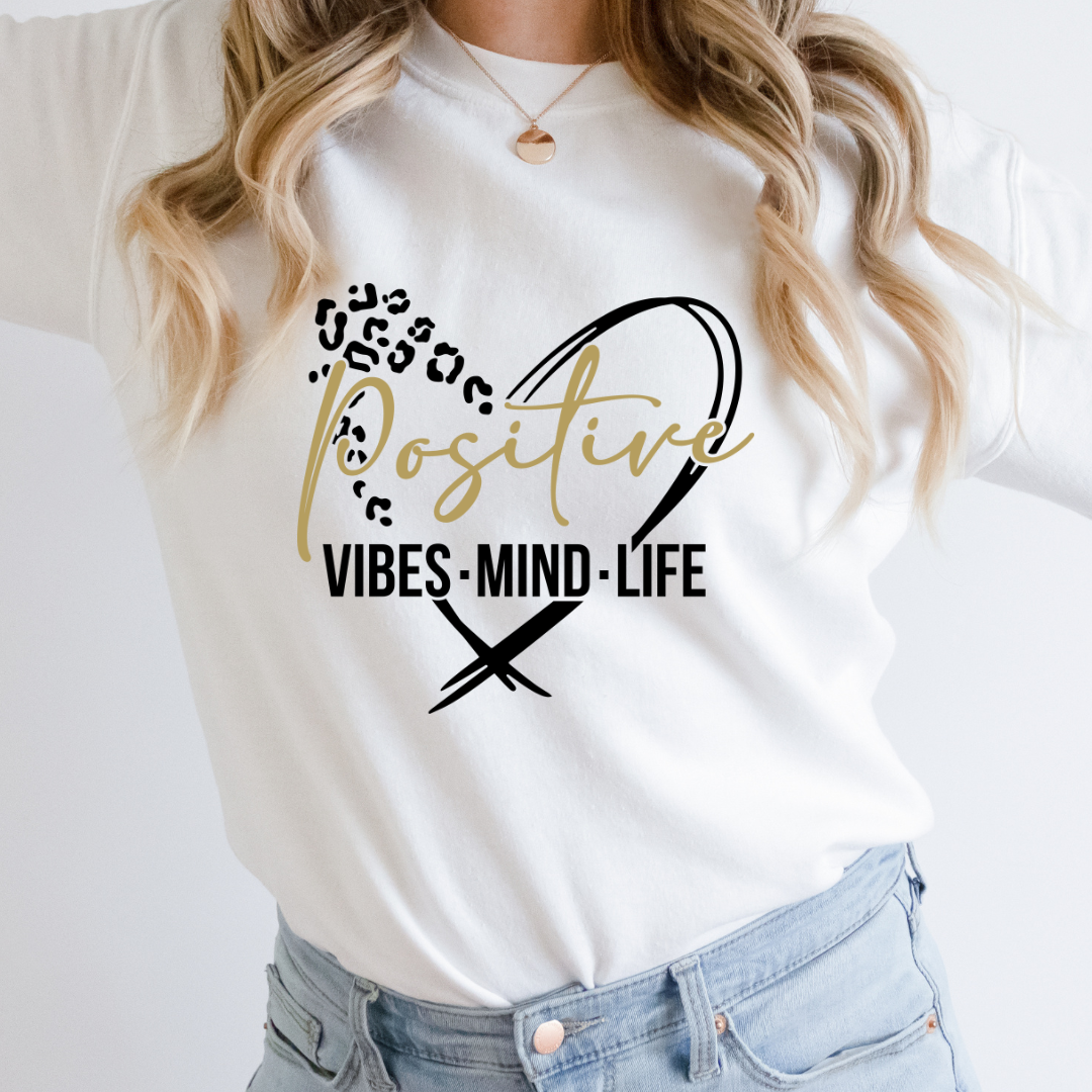 Positive Vibes Mind Life Cozy Unisex Crewneck