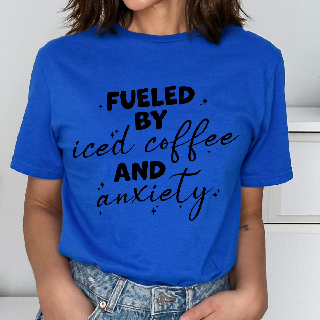 Fueled By Iced Coffee And Anxiety Relaxed Unisex Tee