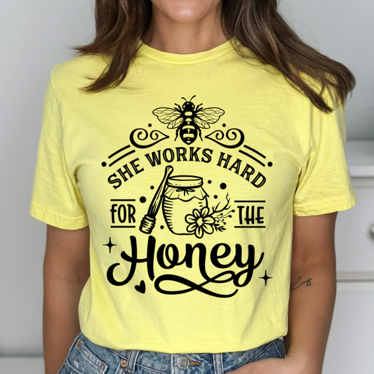 She Works Hard For The Honey Relaxed Unisex Tee