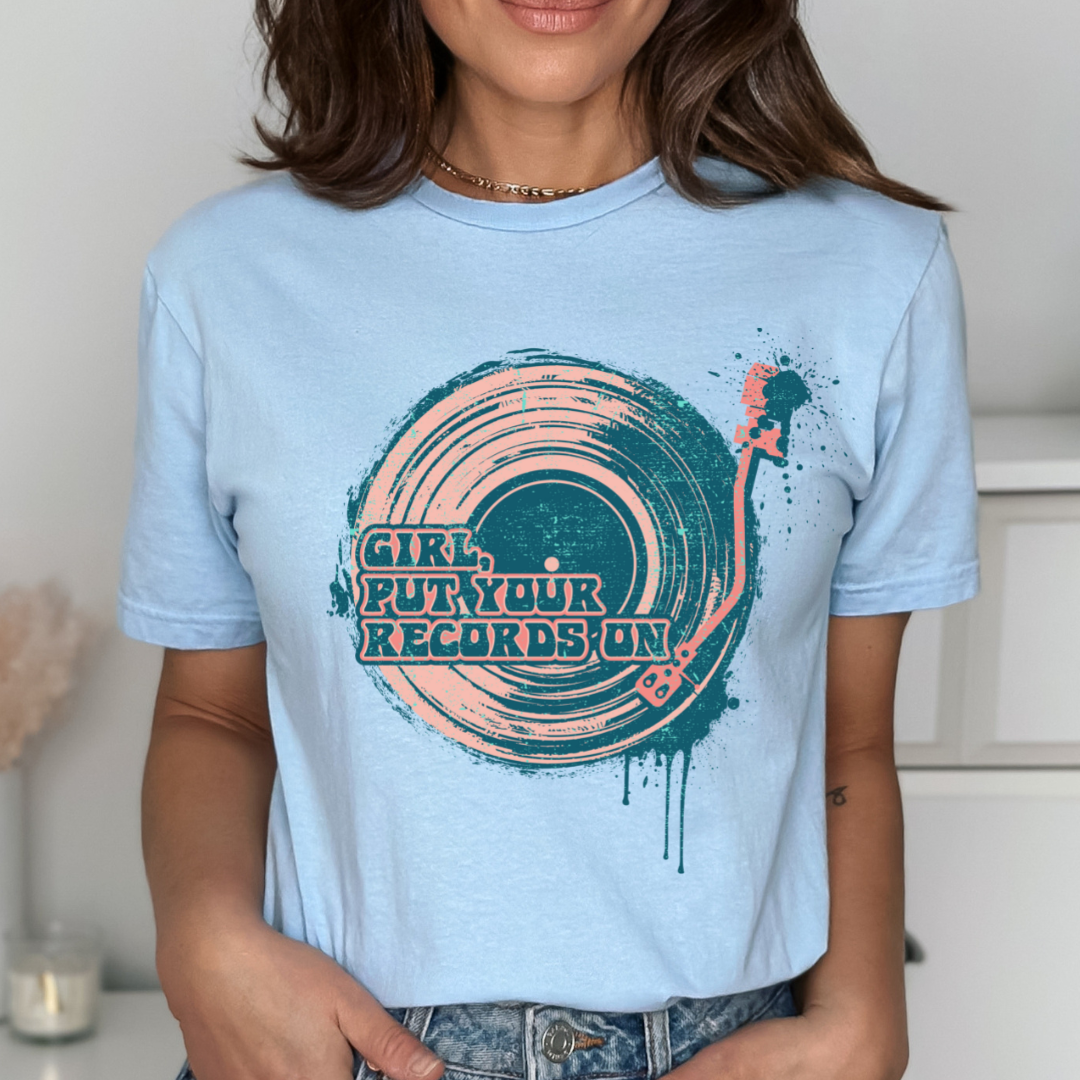 Girl Put Your Records On Relaxed Unisex Tee