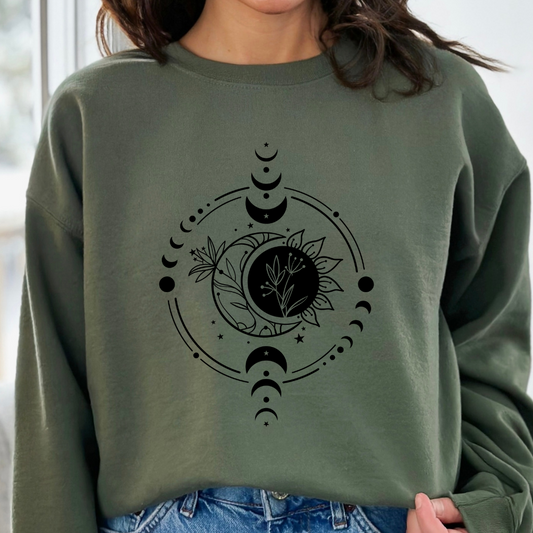 Celestial Moon Phase Cozy Unisex Crewneck