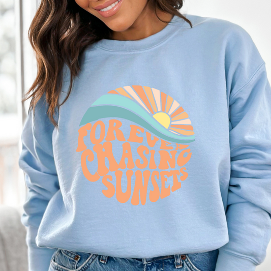 Forever Chasing Sunsets Club Cozy Unisex Crewneck