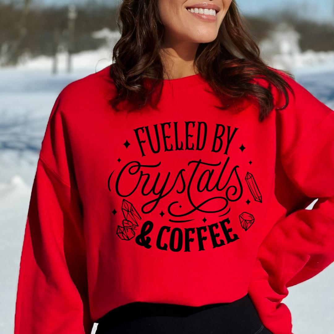 Fueled By Crystals And Coffee Cozy Unisex Crewneck