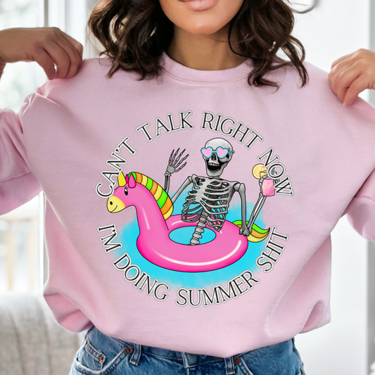 I Can't Talk Right Now I'm Doing Summer Sh*t Cozy Unisex Crewneck