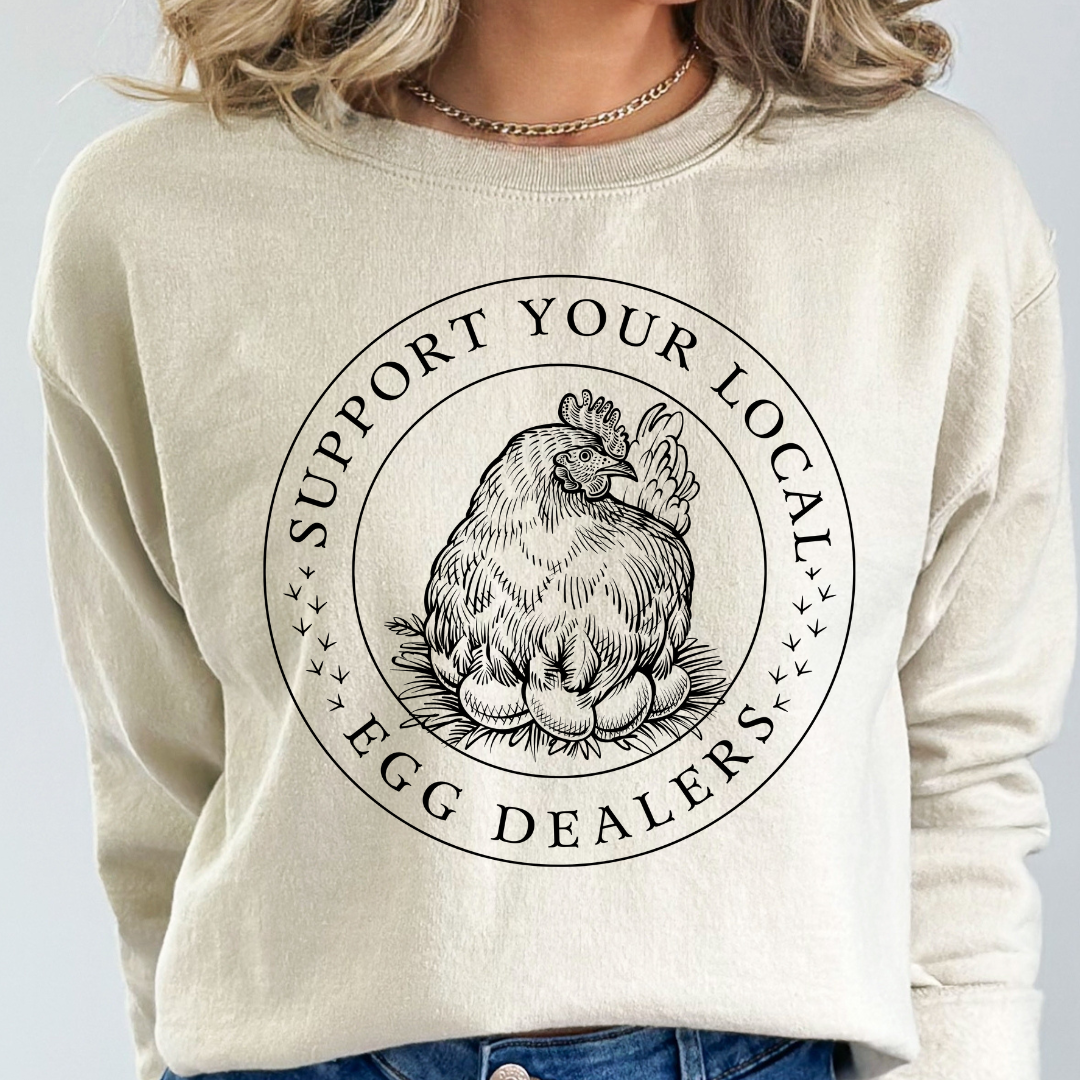 Support Your Local Egg Dealers Cozy Unisex Crewneck