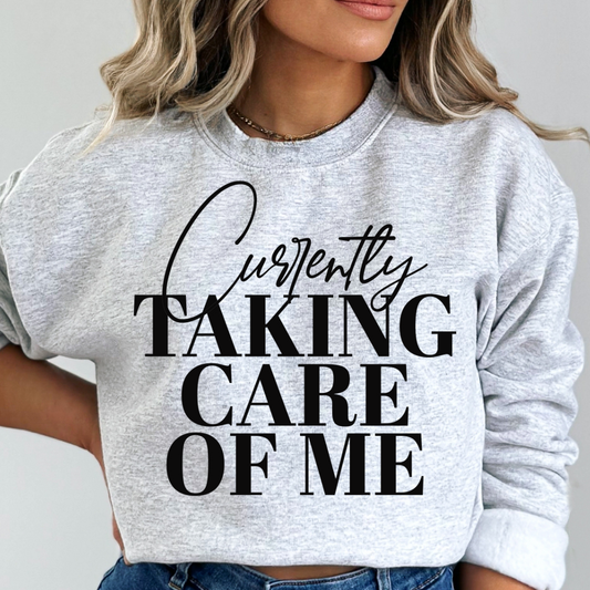 Currently Taking Care Of Me Cozy Unisex Crewneck