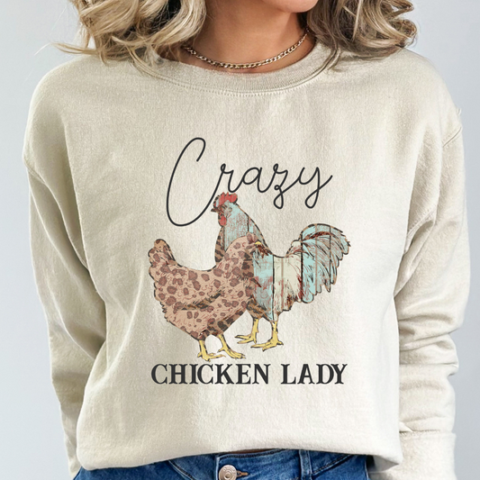 Crazy Chicken Lady Cozy Unisex Crewneck