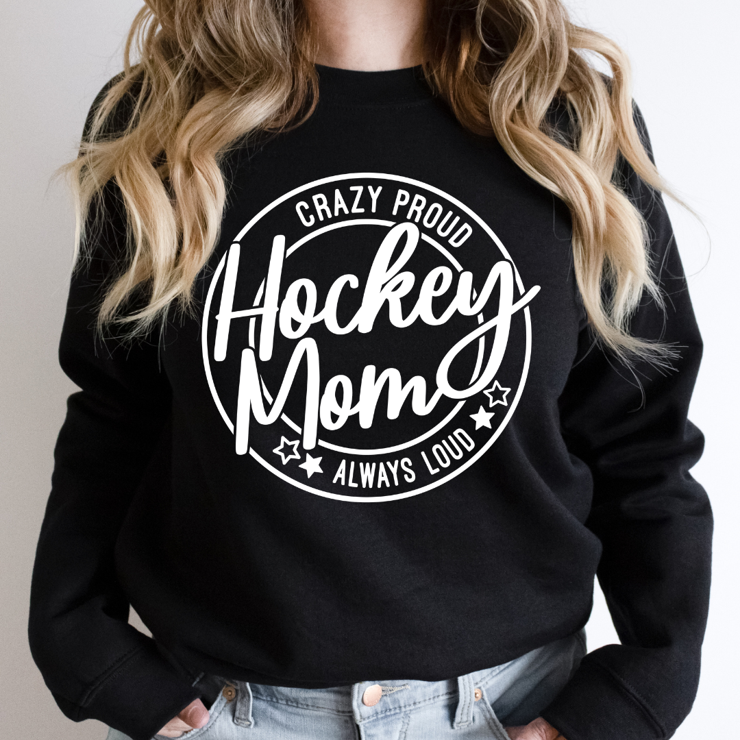 Crazy Loud Always Loud Hockey Mom Cozy Unisex Crewneck